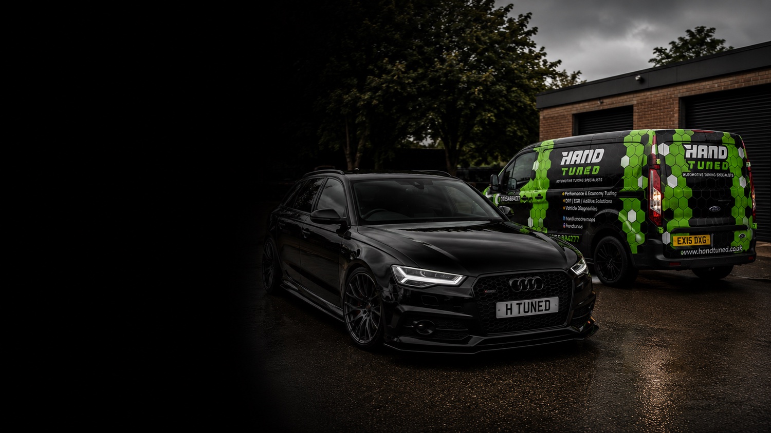 Hand Tuned Audi RS6 next to the Hand Tuned mobile service van